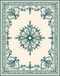 Dark Green Ornate Floral Medallion Rug