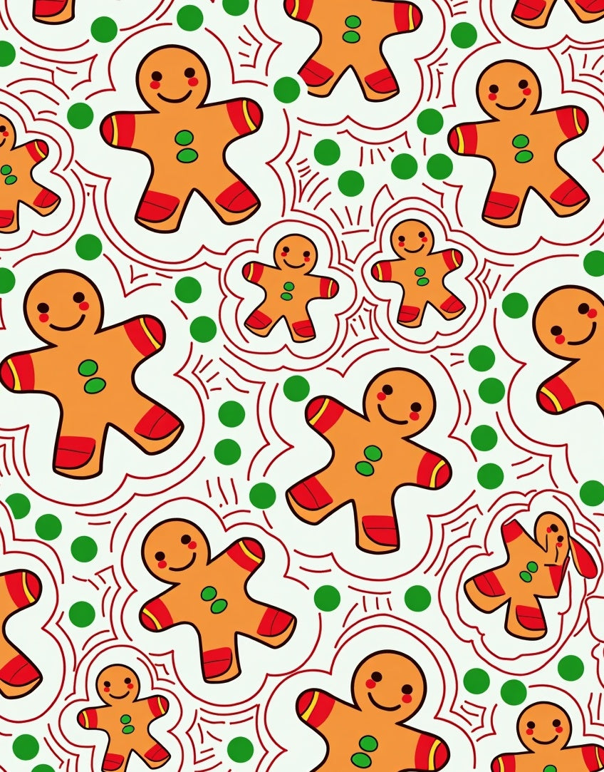 Whimsical Gingerbread Man Festive Dots Rug