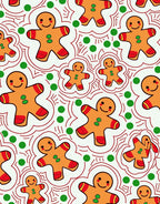 Whimsical Gingerbread Man Festive Dots Rug