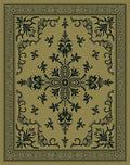 Antique Gold Floral Medallion Border Rug