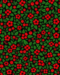 Black Red Floral Berry Garland Rug