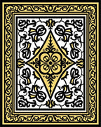 Gold Black Elaborate Floral Diamond Rug