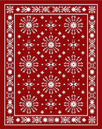 Crimson Snowflake Border Medallion Rug