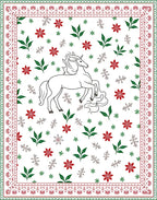 Enchanting White Unicorn Floral Garden Rug