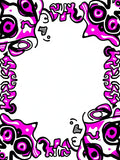 Vibrant Pink Bold Abstract Border Rug