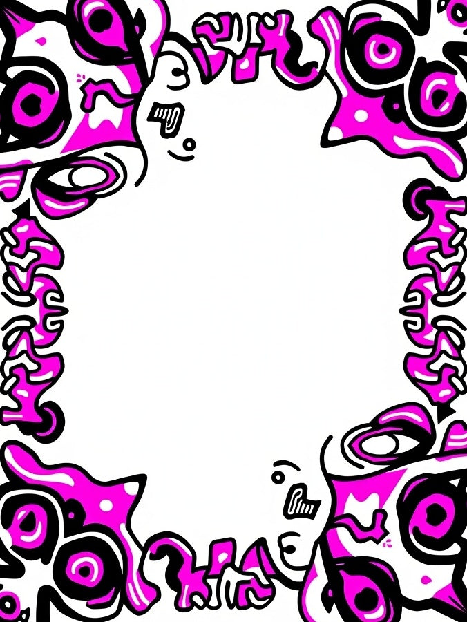 Vibrant Pink Bold Abstract Border Rug