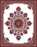 Deep Red Floral Medallion Frame Rug