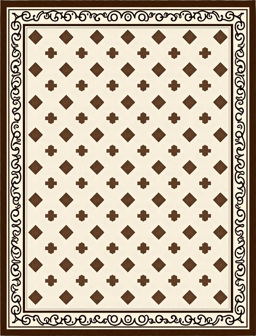 Classic Cream Brown Diamond Lattice Rug