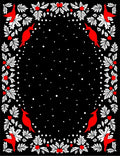 Crimson Cardinal Foliage Snowfall Border Rug