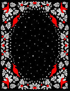 Crimson Cardinal Foliage Snowfall Border Rug