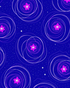 Vibrant Magenta Starry Swirl Rug