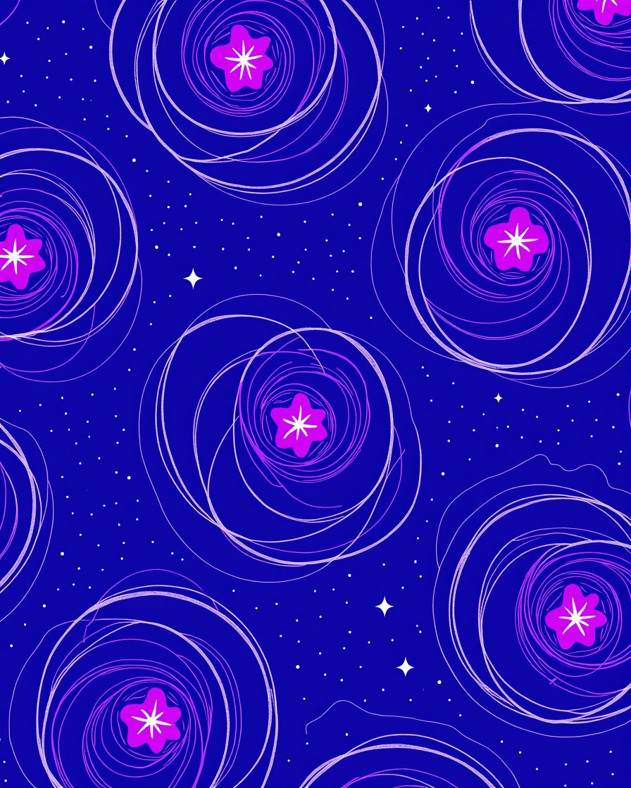 Vibrant Magenta Starry Swirl Rug