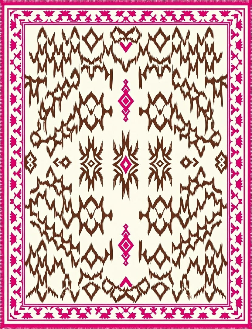Crimson and Brown Tribal Diamond Rug