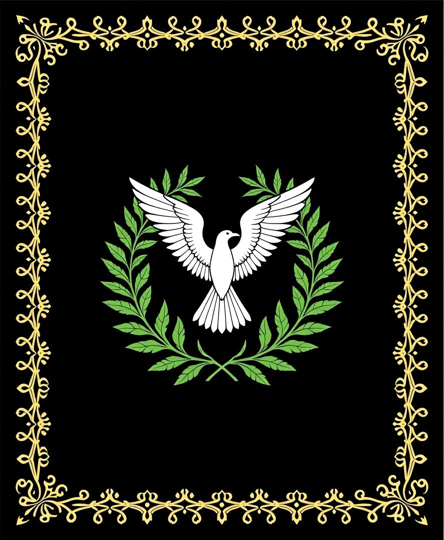 Elegant Black Gold Dove Laurel Wreath Rug