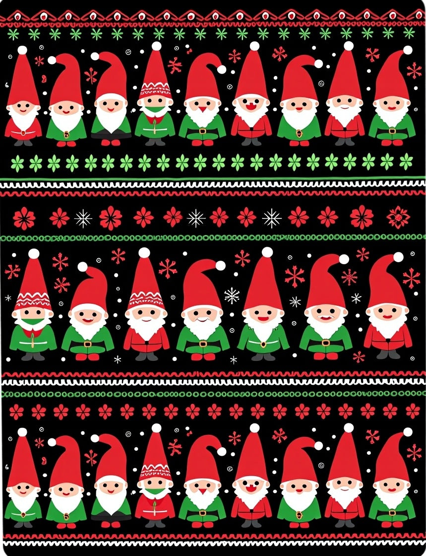 Red Green Christmas Gnomes Border Rug