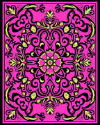 Vibrant Pink Ornate Floral Medallion Rug