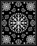Black White Snowflake Starburst Medallion Rug