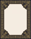 Ornate Gold Floral Navy Border Rug
