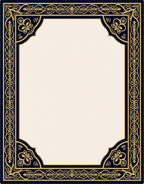 Ornate Gold Floral Navy Border Rug