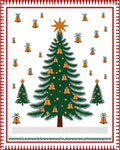 Christmas Tree Bells Star Red Border Rug