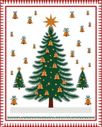 Christmas Tree Bells Star Red Border Rug