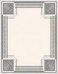 Gray Ivory Art Deco Floral Corner Rug