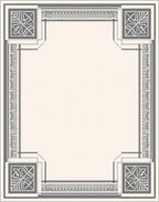 Gray Ivory Art Deco Floral Corner Rug