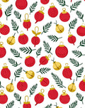 Red Gold Ornament Evergreen Branch Rug
