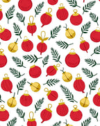 Red Gold Ornament Evergreen Branch Rug