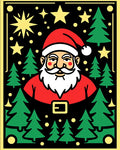 Retro Santa Festive Forest Stars Rug