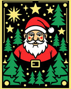 Retro Santa Festive Forest Stars Rug