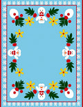 Light Blue Snowman Flower Border Rug