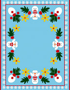 Light Blue Snowman Flower Border Rug