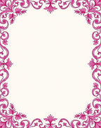 Ornate Pink Floral Vine Border Rug