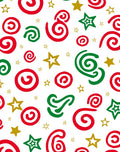 Festive Red Green Swirl Stars Rug