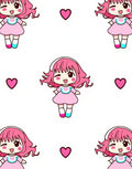 Cute Pink Chibi Hearts Repeat Rug