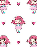 Cute Pink Chibi Hearts Repeat Rug