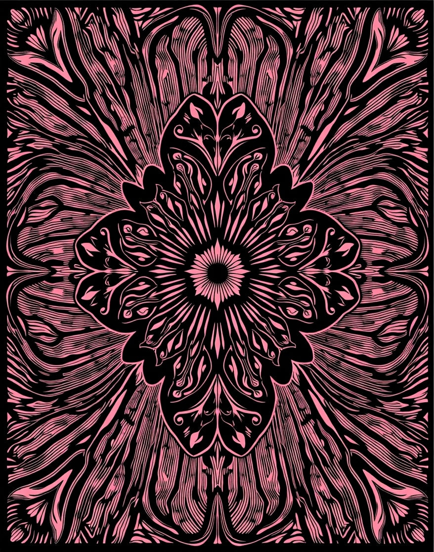 Pink Petal Burst Abstract Rug