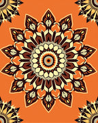 Orange Mandala Floral Medallion Rug