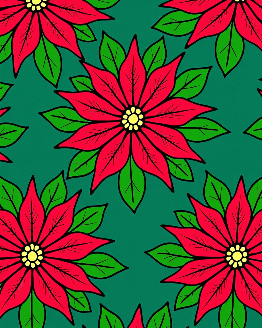 Bold Red Poinsettia Floral Repeat Rug