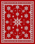 Crimson Snowflake Winter Border Rug