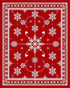 Crimson Snowflake Winter Border Rug