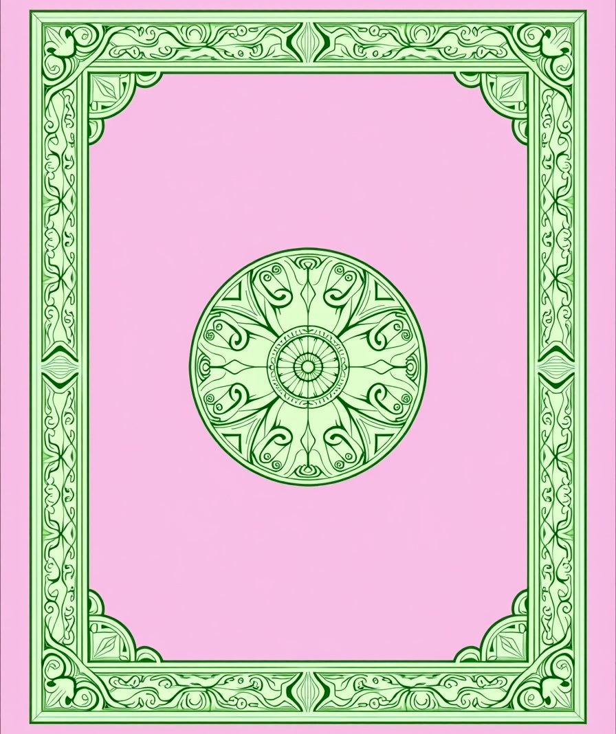 Pink Emerald Medallion Border Rug