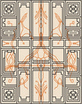 Geometric Orange Line Art Rug