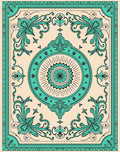 Teal Floral Sunburst Medallion Rug