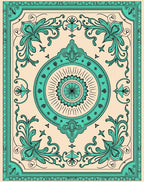 Teal Floral Sunburst Medallion Rug