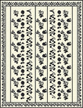 Cream Black Floral Vine Stripes Rug