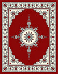 Crimson Cream Floral Sunburst Medallion Rug