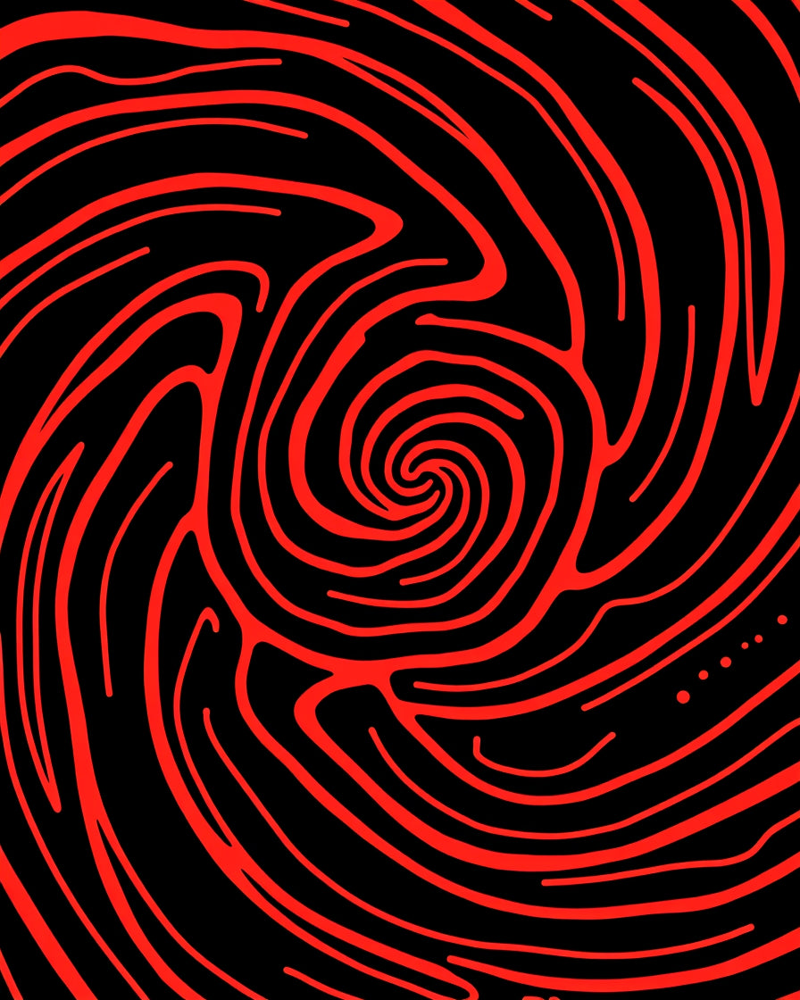 Crimson Swirl Abstract Lines Rug