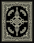 Black Cream Ivory Intricate Scroll Frame Rug